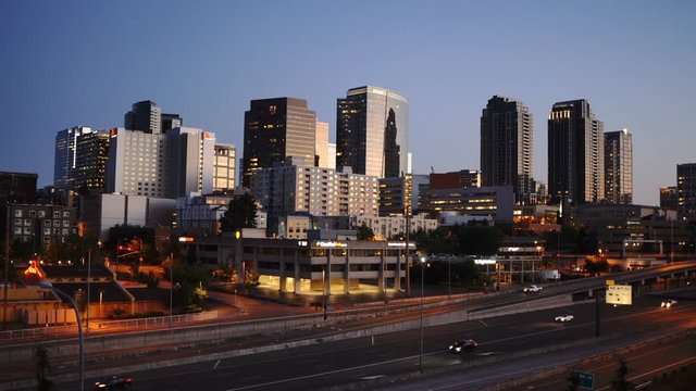 Early Morning Commuters Move By Before Rush Hour in Bellevue Washington
