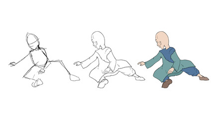 old man sitting sketch