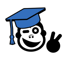 funny monkey student illustration