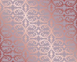 Seamless rose gold floral and foliage wallpaper