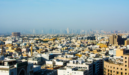Obraz premium Panoramic view of Deira, the oldest part of Dubai at sunset
