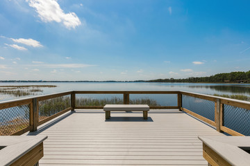 Lakeside Seated Viewing Platform on a Sunny Day