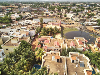 Aerial Drone view of niarela Bamako Mali