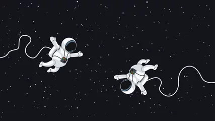 Afwasbaar Fotobehang Jongenskamer astronauten die in de ruimte vliegen