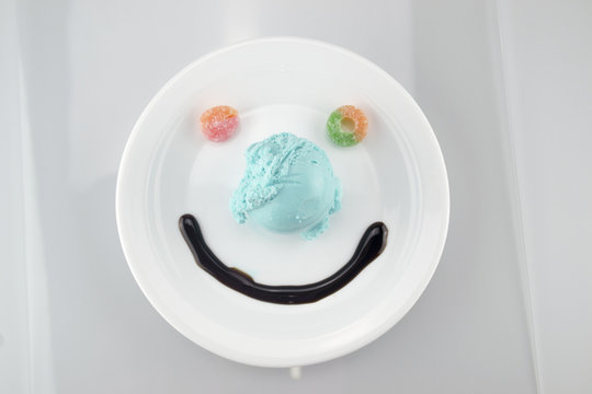ice cream, blue, happy