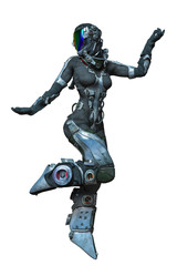 apocalyptic astronaut girl exploring arround