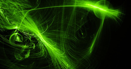 Green Abstract Lines Curves Particles Background