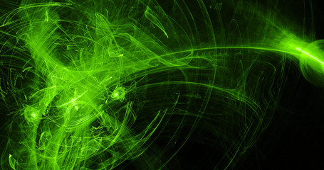 Green Abstract Lines Curves Particles Background