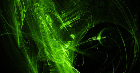 Green Abstract Lines Curves Particles Background