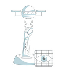 Drone and robotic hand technology vector illustration graphic design