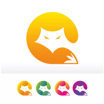 Letter C and Wolve Logo Design Element Template