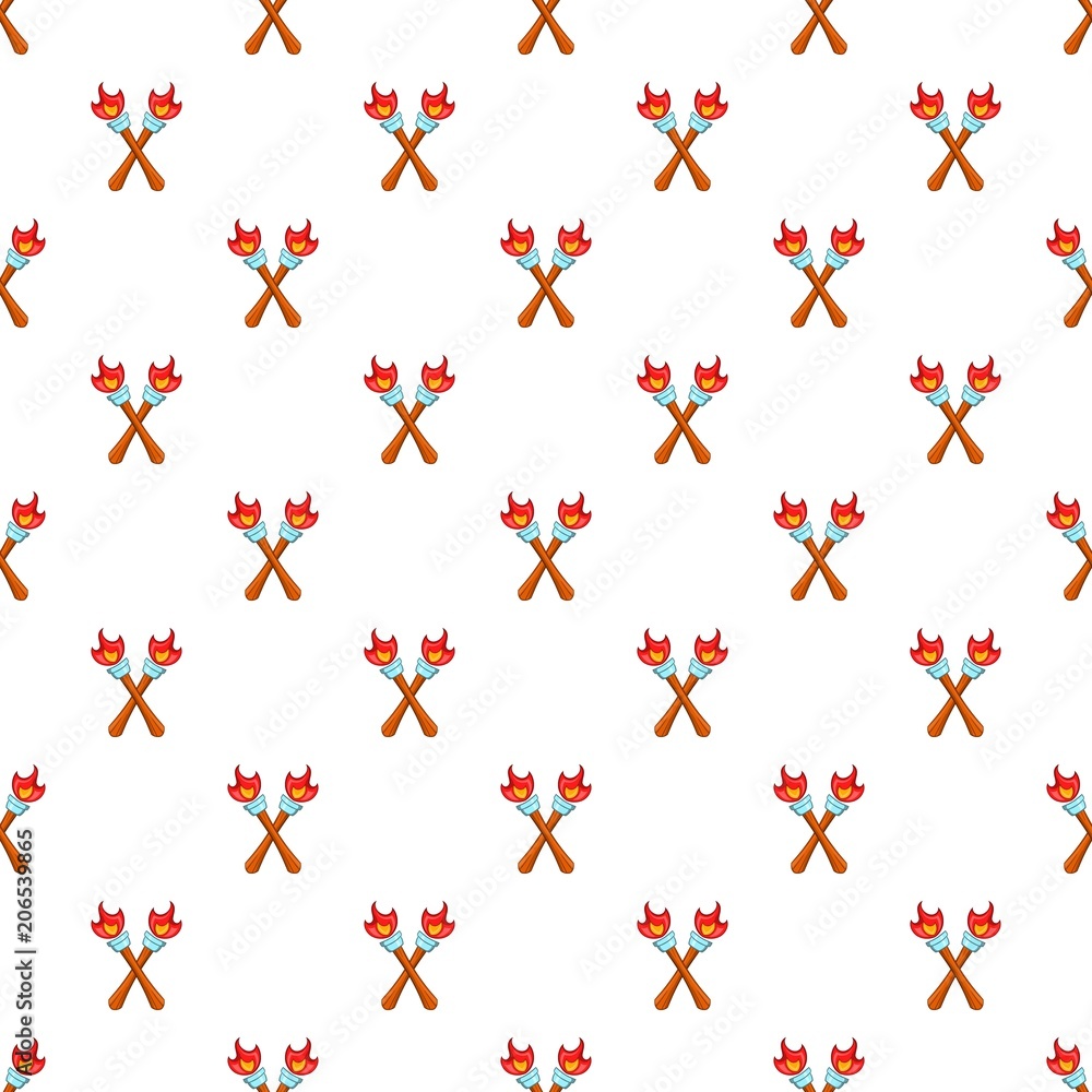 Poster two torches pattern. cartoon illustration of two torches vector pattern for web