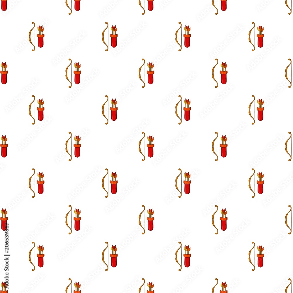 Poster bow and arrow pattern. cartoon illustration of bow and arrow vector pattern for web
