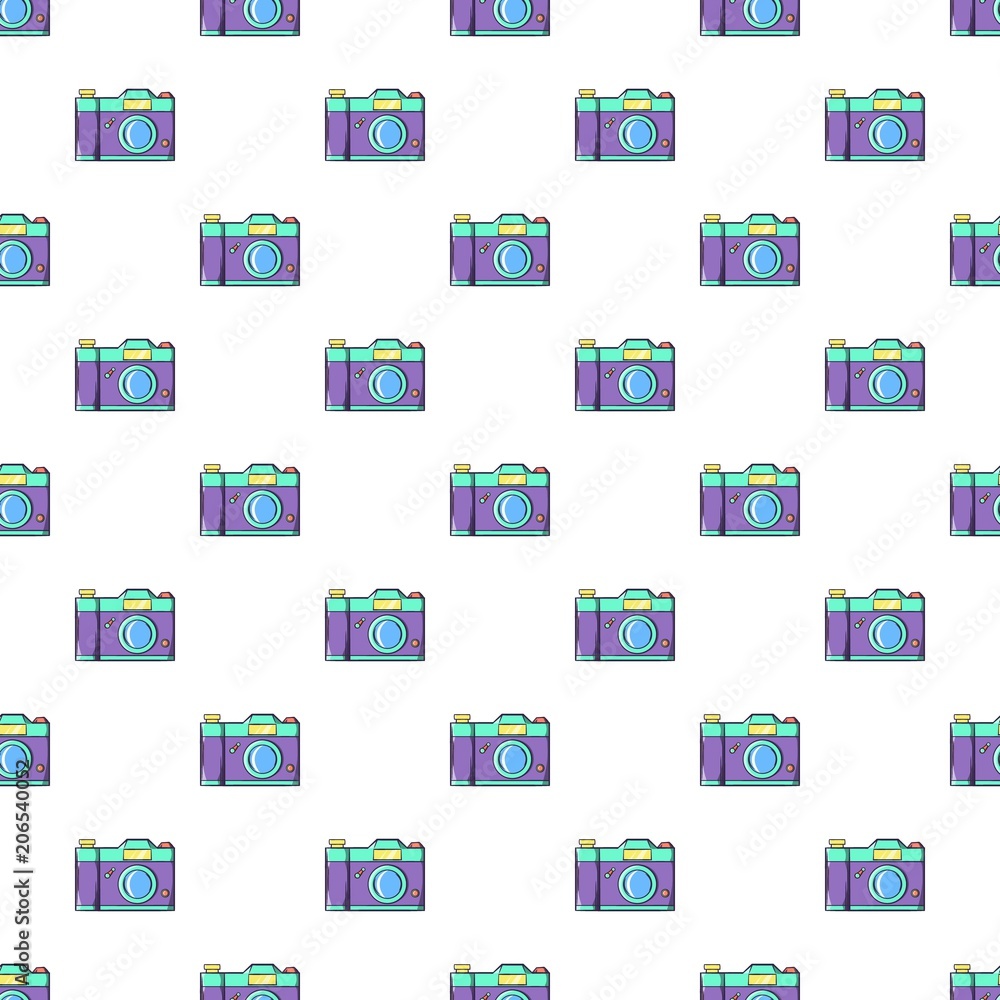 Poster retro photo camera pattern. cartoon illustration of retro photo camera vector pattern for web