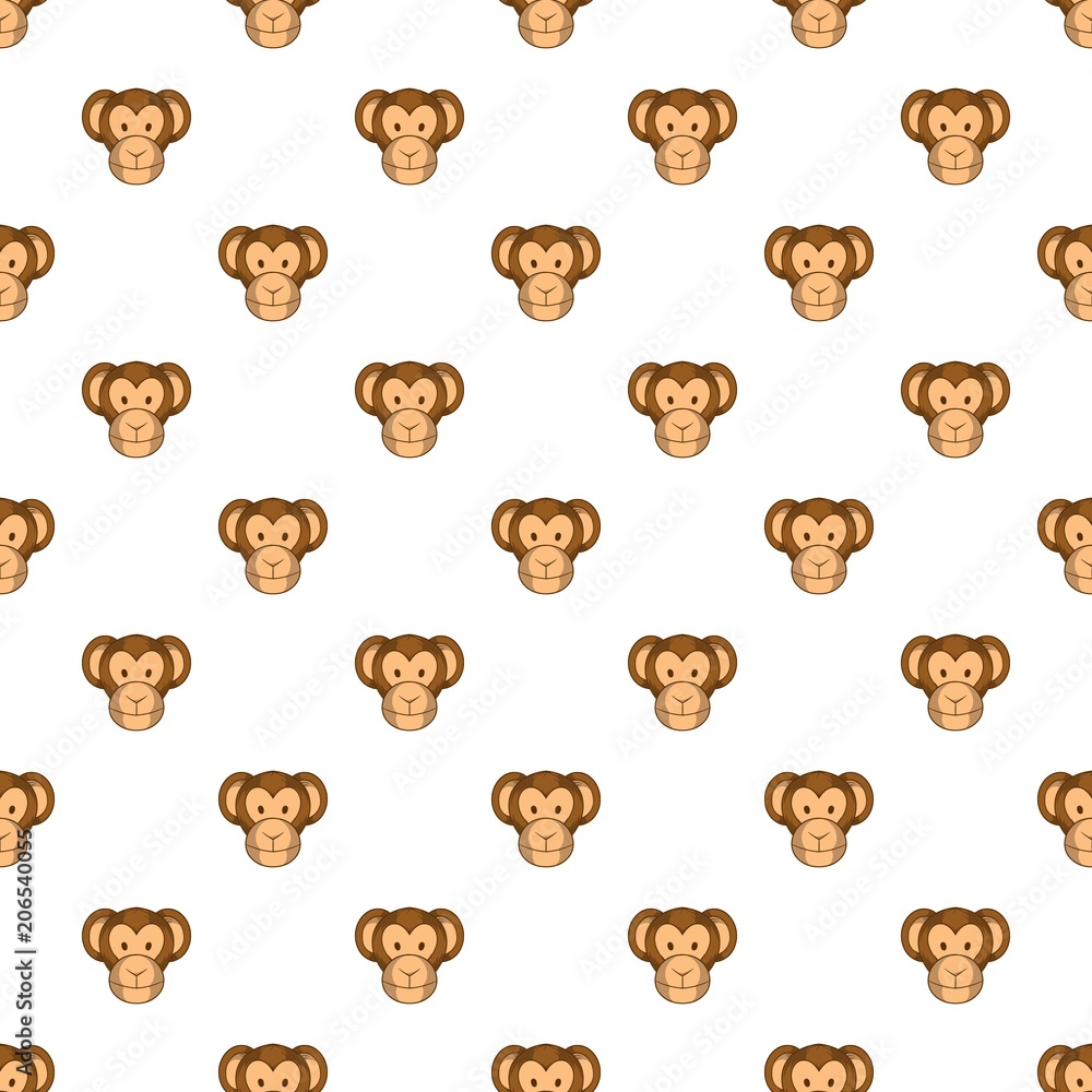Poster monkey face pattern. cartoon illustration of monkey face vector pattern for web