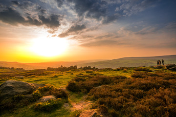 Fototapeta na wymiar Sunset over Ilkley moor, Yorkshire
