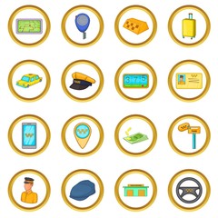 Taxi vector set in cartoon style isolated on white background