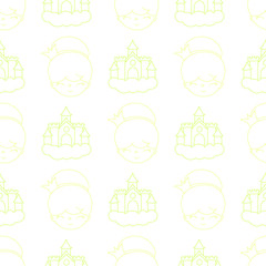 Seamless baby pattern with princess and castle. Best Choice for cards, invitations, printing, party packs, blog backgrounds, paper craft, party invitations, digital scrapbooking.