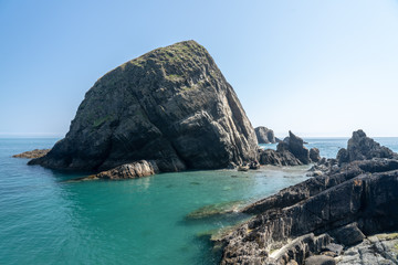 Fototapeta na wymiar Rocky shoreline of the Island of Lundy off Devon