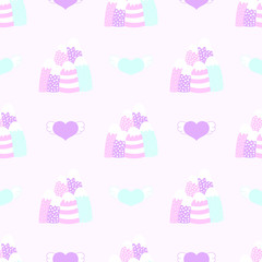 Seamless baby pattern with mountains and hearts. Best Choice for cards, invitations, printing, party packs, blog backgrounds, paper craft, party invitations, digital scrapbooking.