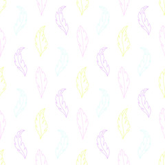 Seamless baby pattern with feathers. Best Choice for cards, invitations, printing, party packs, blog backgrounds, paper craft, party invitations, digital scrapbooking.