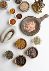 A variety of healthy and flavourful spices for cooking and healing in Ayurverda 