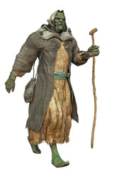 old ogre prophet in white background