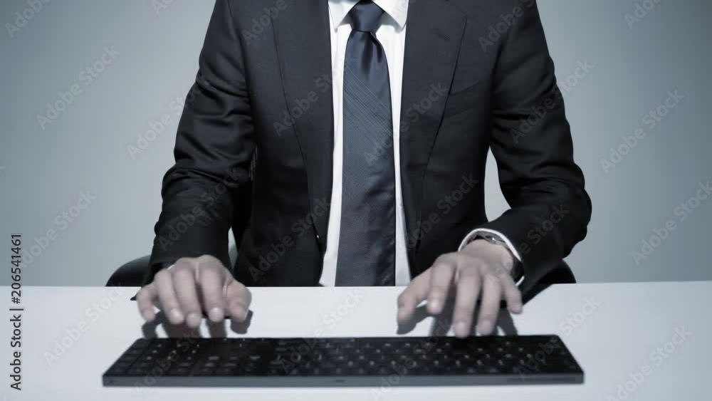 Aufkleber businessman typing keyboard of computer.