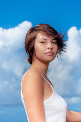 Naklejka premium Beautiful woman outdoor shot