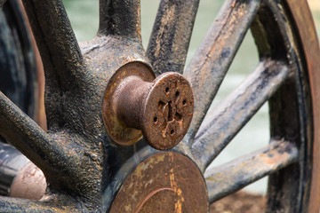 Rusted antique wheel.