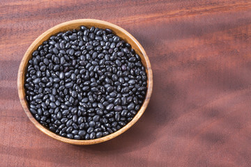 Fototapeta na wymiar Raw black beans. Top view - Phaseolus vulgaris' Black turtle