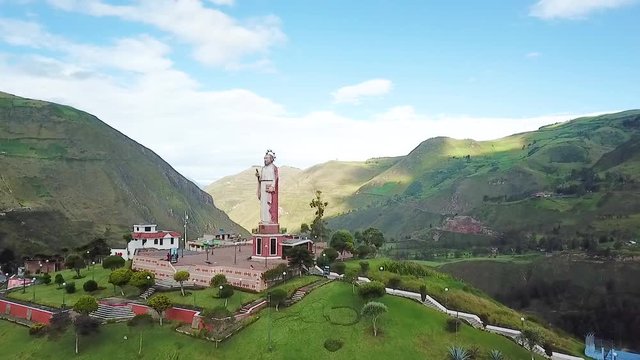  Drone flight over San Pedro Statue Alausi, Ecuador