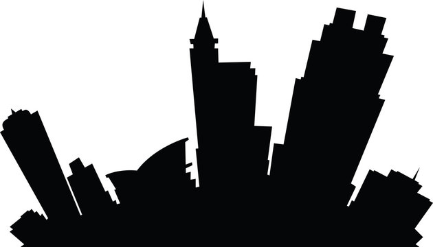 Cartoon skyline silhouette of the city of Raleigh, North Carolina, USA.