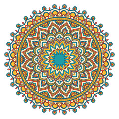 Ethnic ornamental mandala. Decorative design element. Hand drawn vector illustration