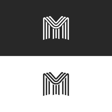 Letters MY monogram logo template, combination initials M and Y linear style two letters, linked symbols YM emblem mockup