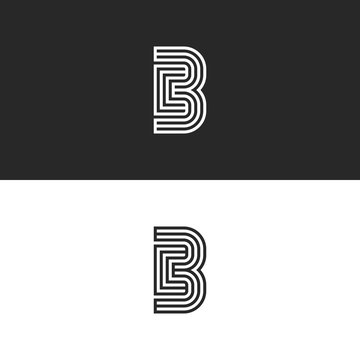 Modern initials CB logo creative monogram, minimal style parallel thin lines black and white design, couple two letters C and B, creative idea wedding card emblem BC