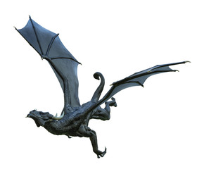 Fototapeta premium black dragon in a white background