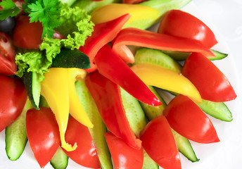 sliced â€‹â€‹vegetables on a white plate