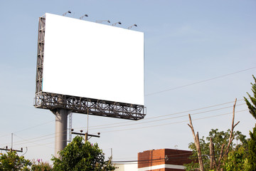White blank billboard or signboard on street side for mock up presentation.