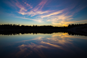 Lake with reflections in the sky