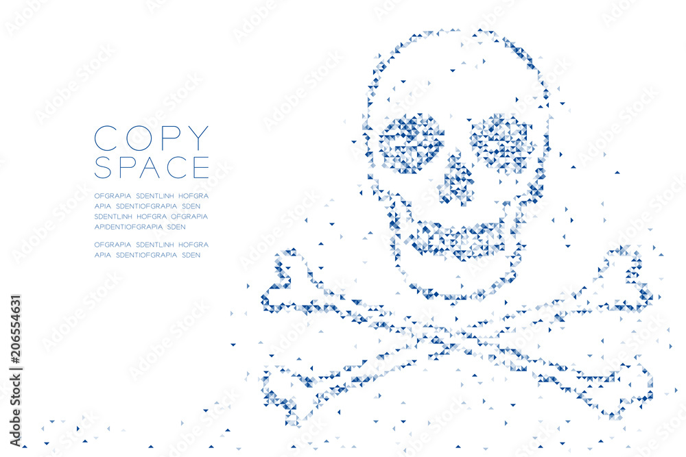 Aufkleber abstract geometric low polygon square box pixel and triangle pattern skull and crossbones shape, dan