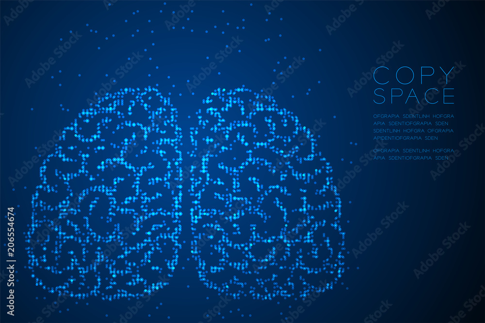 Aufkleber abstract geometric circle dot pixel pattern brain front view shape, creative science concept design 
