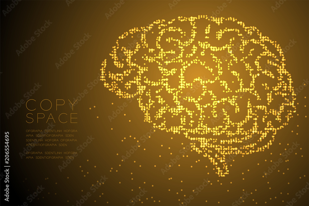 Aufkleber abstract geometric circle dot pixel pattern brain side view shape, creative science concept design g