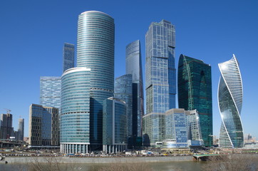 Fototapeta na wymiar Moscow, Russia - April 9, 2018: Towers of the Moscow international business center (MIBC) 