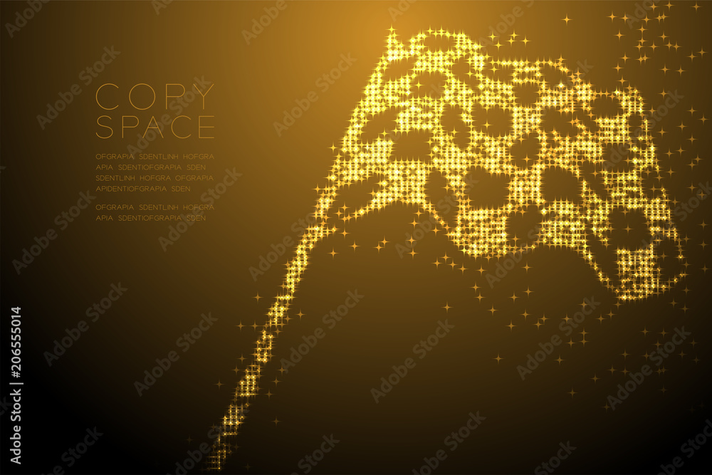 Poster abstract shiny star pattern checkered flag shape, business success concept design gold color illustr