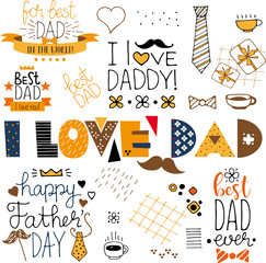 hand drawn happy fathers day doodles