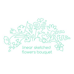 continuous lines flowers composition