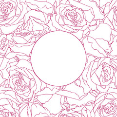 Obraz premium Round frame on linear rose background
