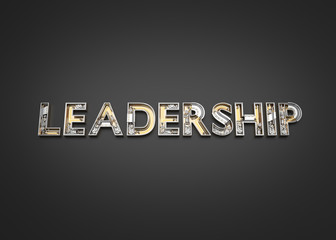 Leadership word made from Mechanic alphabet. 3D illustration