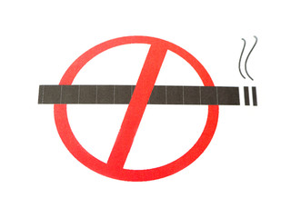 NO SMOKING sign on white paper background